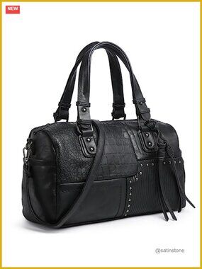 Soft Vegan Leather Barrel Hobo Satchel Top Handle Large Work Tote Purse